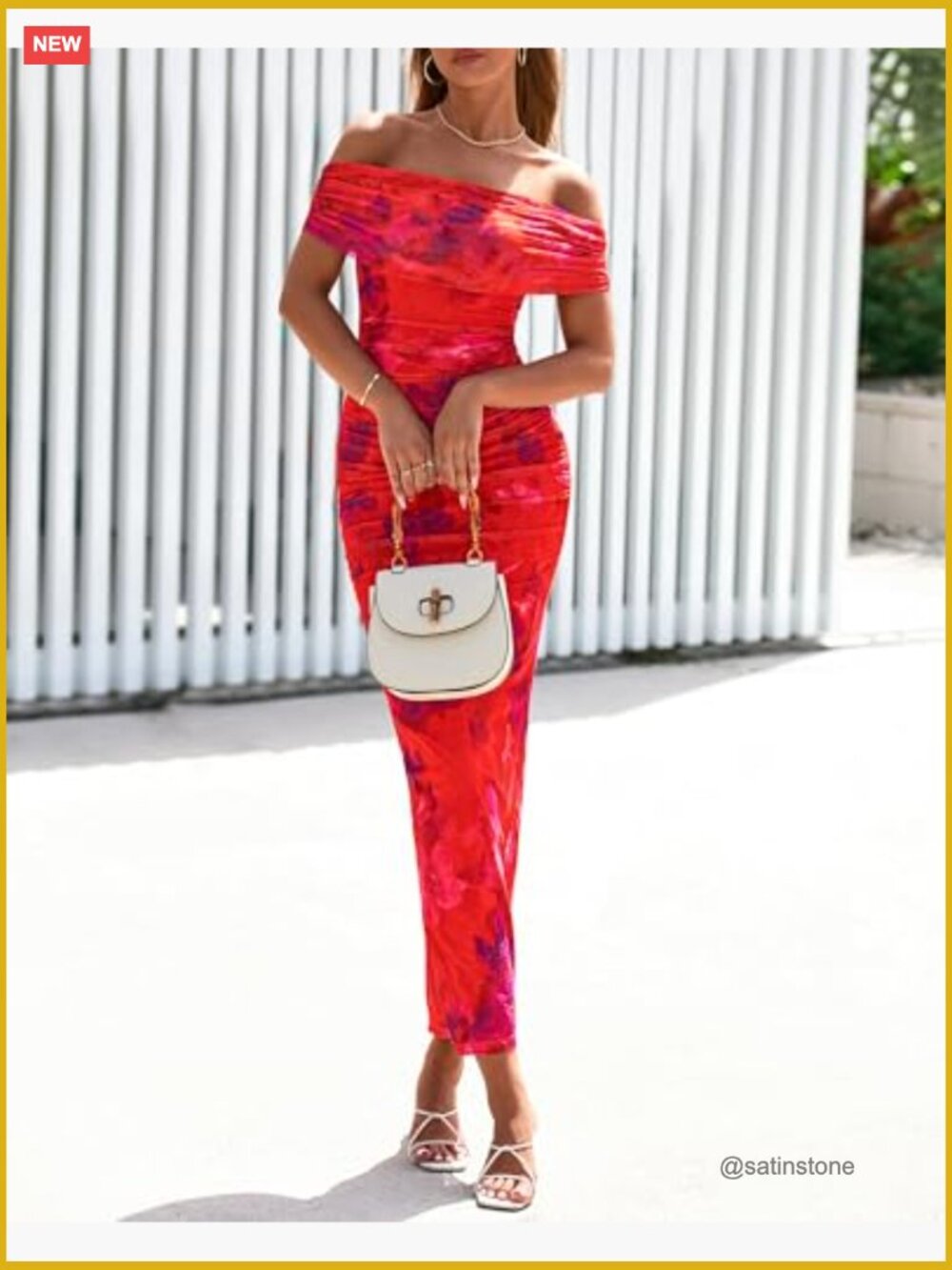 Off Shoulder Bodycon Mesh Maxi Dress with Back Slit - Picture 5 of 7